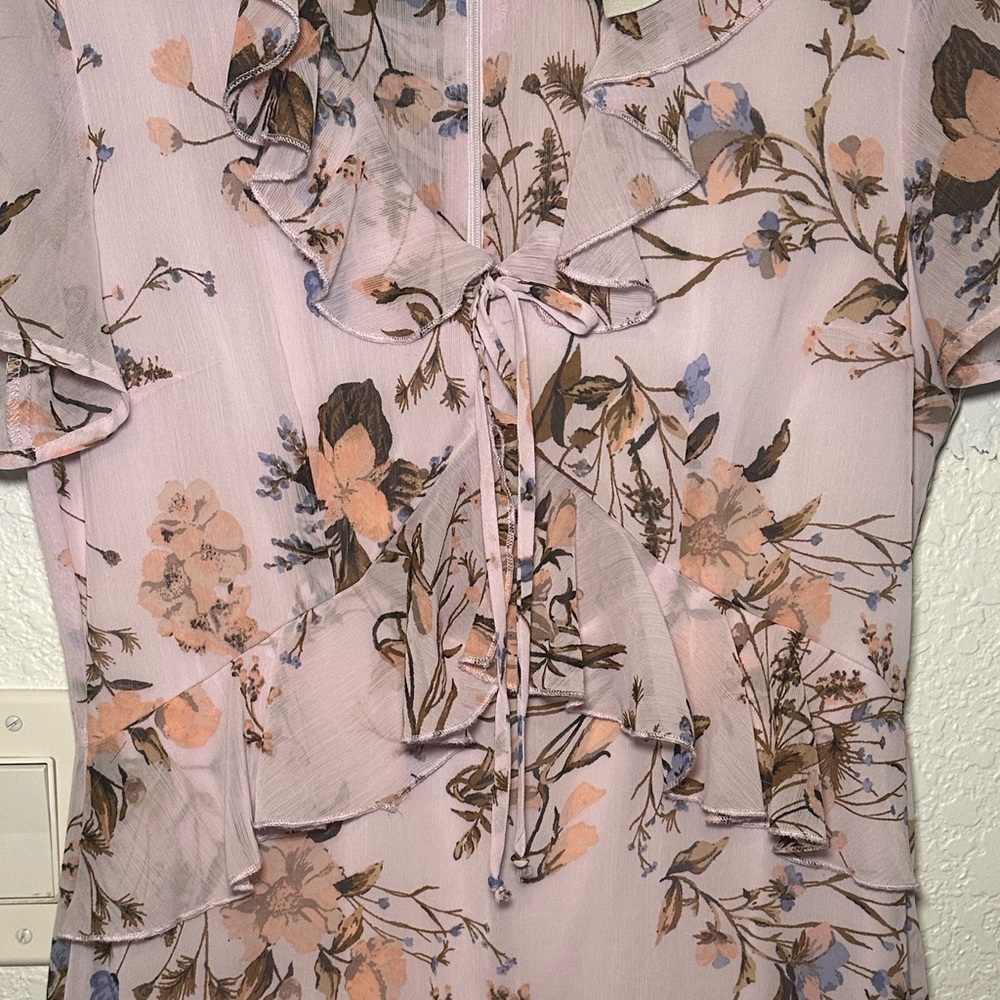 AMERICAN RAG Lavender Floral Prairie Wrap Maxi Dress Size Medium - Picture 4 of 10